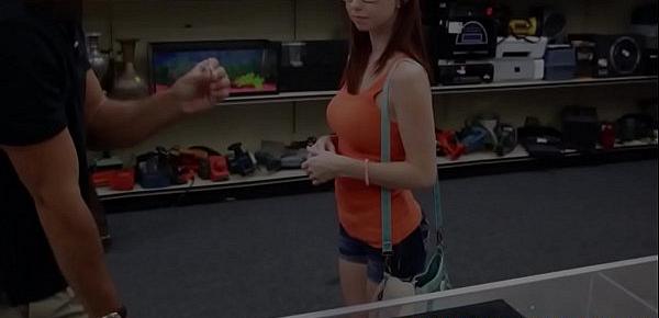  Busty pawnshop teen cocksucking in the shop